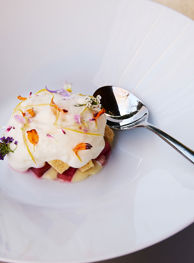 Close-up of a beautifully presented premium food dish