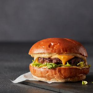 Close up of delicious cheese burger