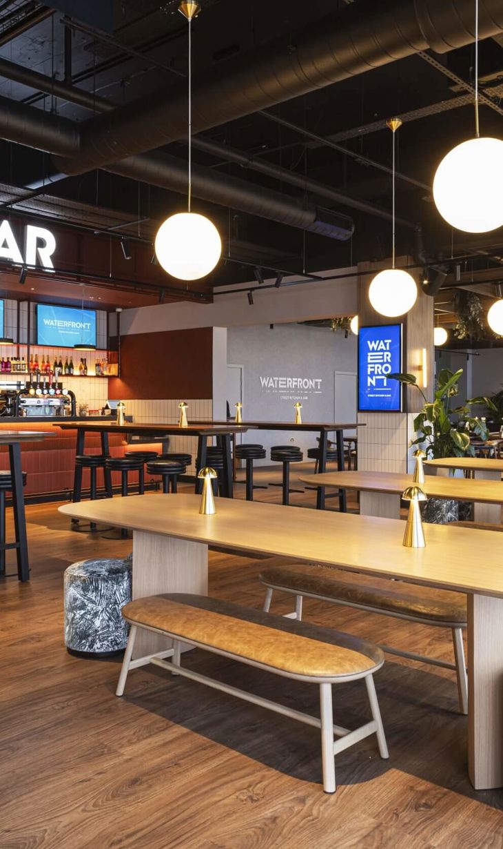 Waterfront bar ready to welcome guests