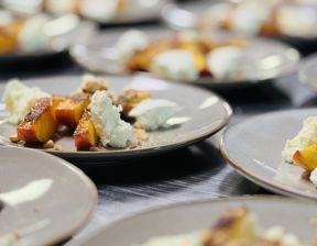 Delicious premium plated food in commercial kitchen